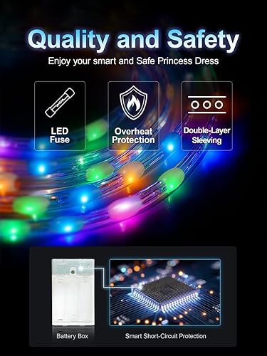 Miniatura 4 de Princess Costume, RGB LED Light Up Syncs Music App Control, Toddler Princess Dress Up Halloween Costume