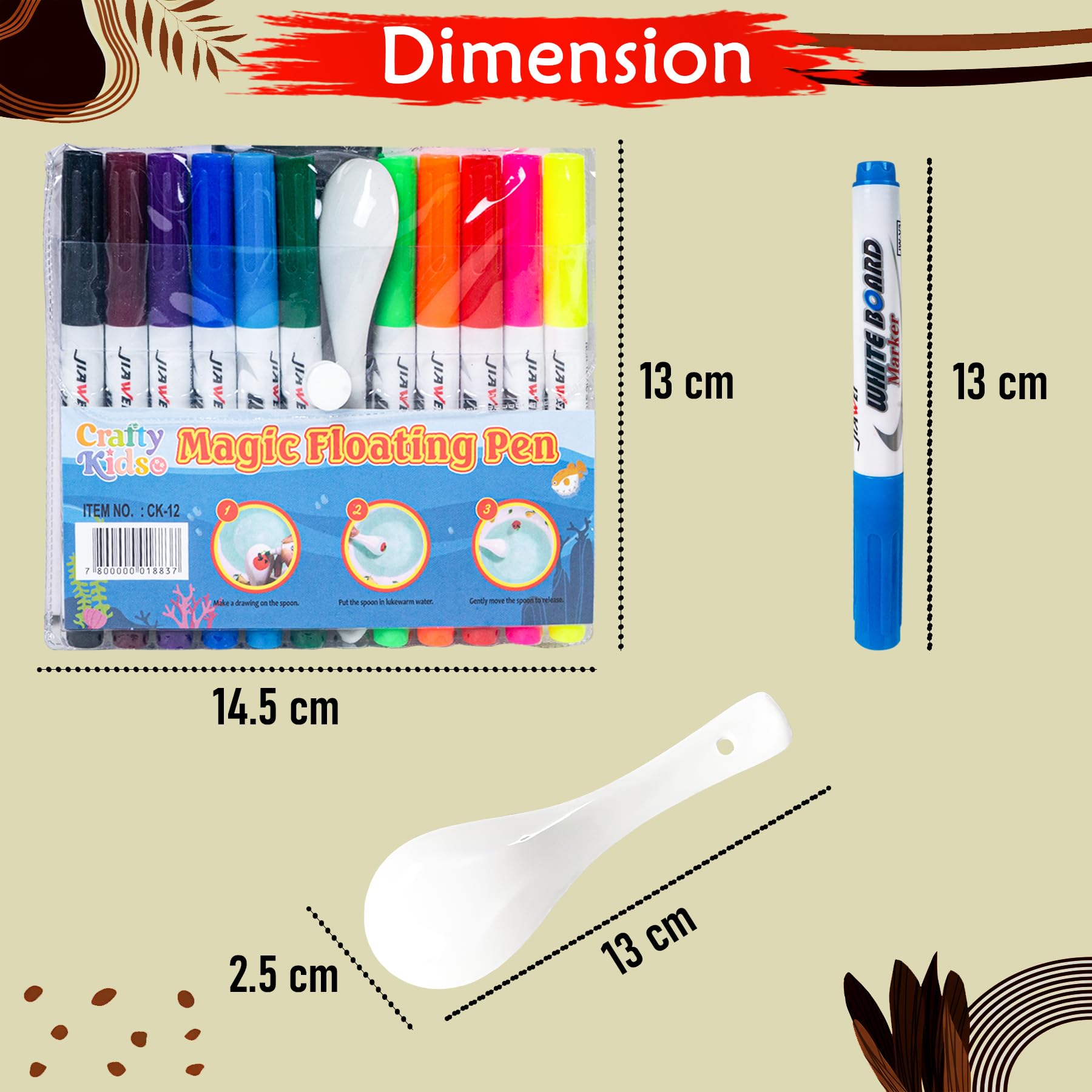 WISHKEY 11 Pcs Magical Water Pens, Floating Ink Marker Pen Set for Kids, Water Drawing Kit with Ceramic Spoon, Water-Based Doodle Markers for Drawing, 8+ Years (Multicolor, Pack of 11) - Image 2 thumbnail