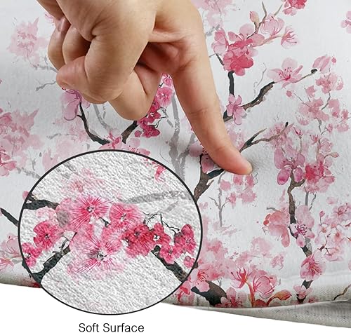 Miniatura 4 de Juego de cortinas de ducha con diseño de flor de cerezo rosa, diseño de árbol de flores florales japonesas, kawaii, impermeable, 4 piezas,