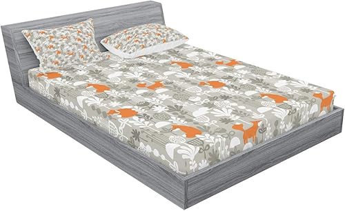 Miniatura 215 de Ambesonne - Juego de sábanas bajeras y fundas de almohada, diseño clásico botánico, plantas de jardín vintage, juego de 3 piezas con estampado