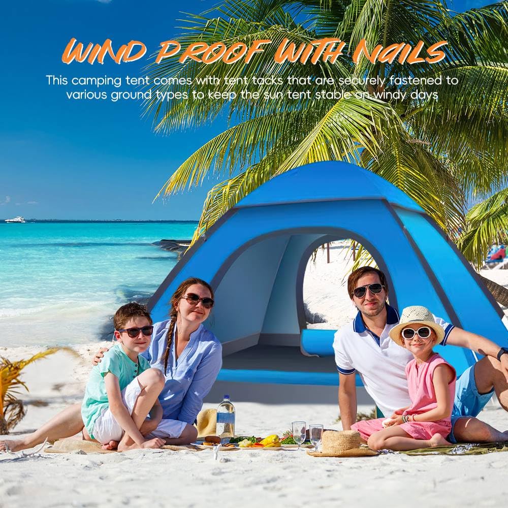 Tente Instantanée Pop-Up pour 3-4 Personnes, Tente Dôme de Camping Automatique à Double Couche, Imperméable, Tente Familiale pour la Randonnée, le Backpacking, la Plage Tente Instantanée Pop-Up pour 3-4 Personnes, Tente Dôme de Camping Automatique à Double Couche, Imperméable, Tente Familiale pour la Randonnée, le Backpacking, la Plage