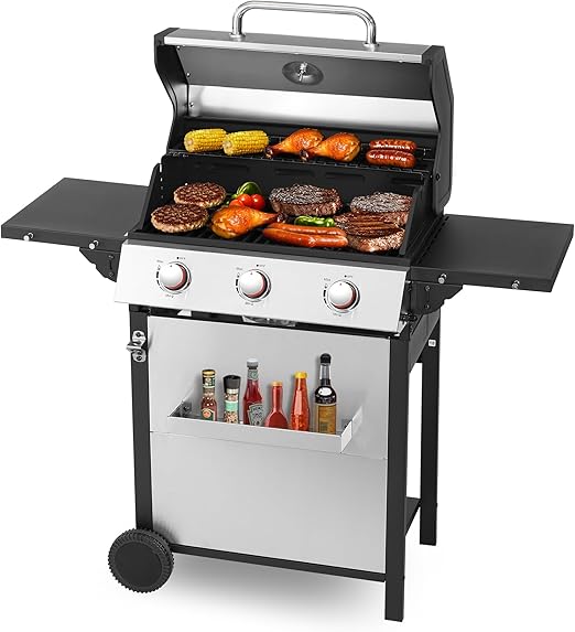 3-Burner Propane Gas Grill with Stainless Steel Cabinet 3-Burner Propane Gas Grill with Stainless Steel Cabinet