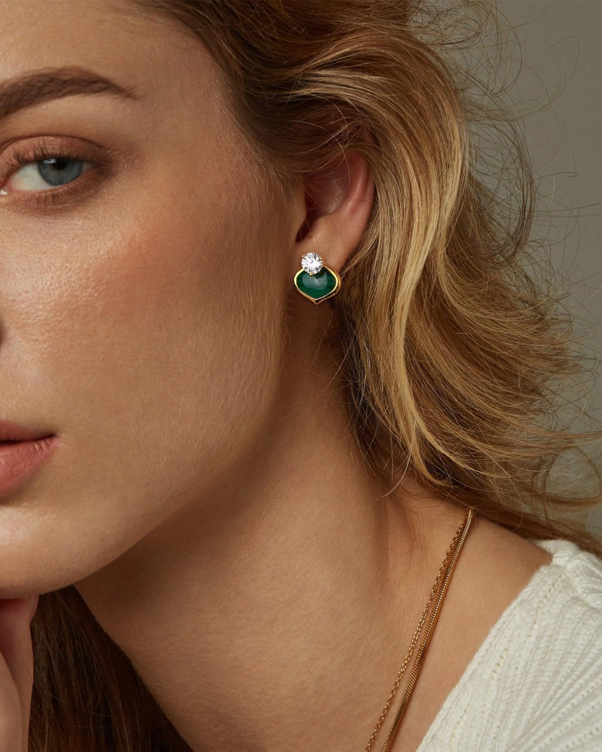 AIBAO Sterling Silver Turquoise/Malachite/Pearl Stud Earrings for Women Natural Gemstone Flower Post Earrings Bohemian Jewelry Gift for Anniversary Christmas Valentines - Image 2