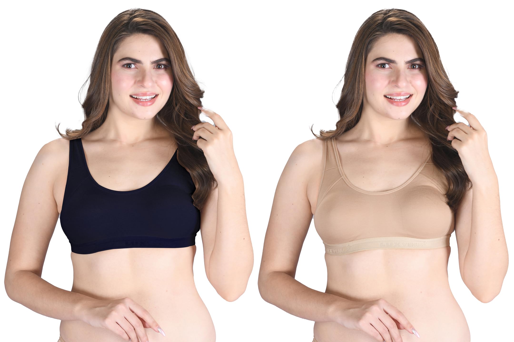 LUX VENUS Wire Free Slip on Moulded Sports Bra with Adjustable Strap