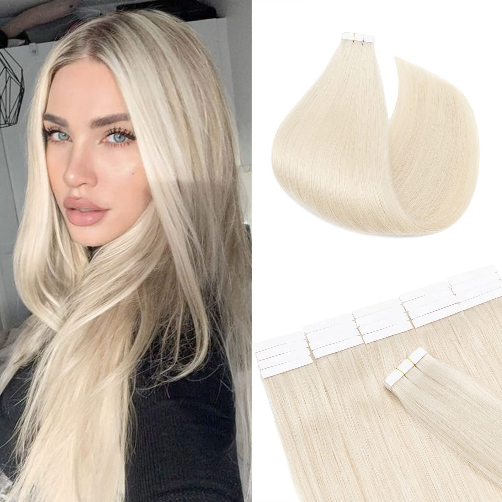 12"(30cm) SEGO 10PCS Extensiones Adhesivas Naturales Pelo Humano sin Clip [#4/27 Castaño Chocolate/Rubio Oscuro] Cabello 100% Remy Liso Balayage Tape in Human Hair (20g) — view 19