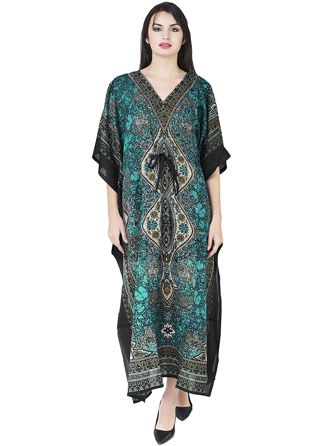 UKAL Women's Viscose Printed Maxi Night Gown(Kaftans_Green_Free Size) - Review, Price and Buying Guide