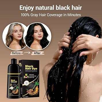 IIIMEIDU KAISASA Black Hair Dye Shampoo for Gray Hair Coverage