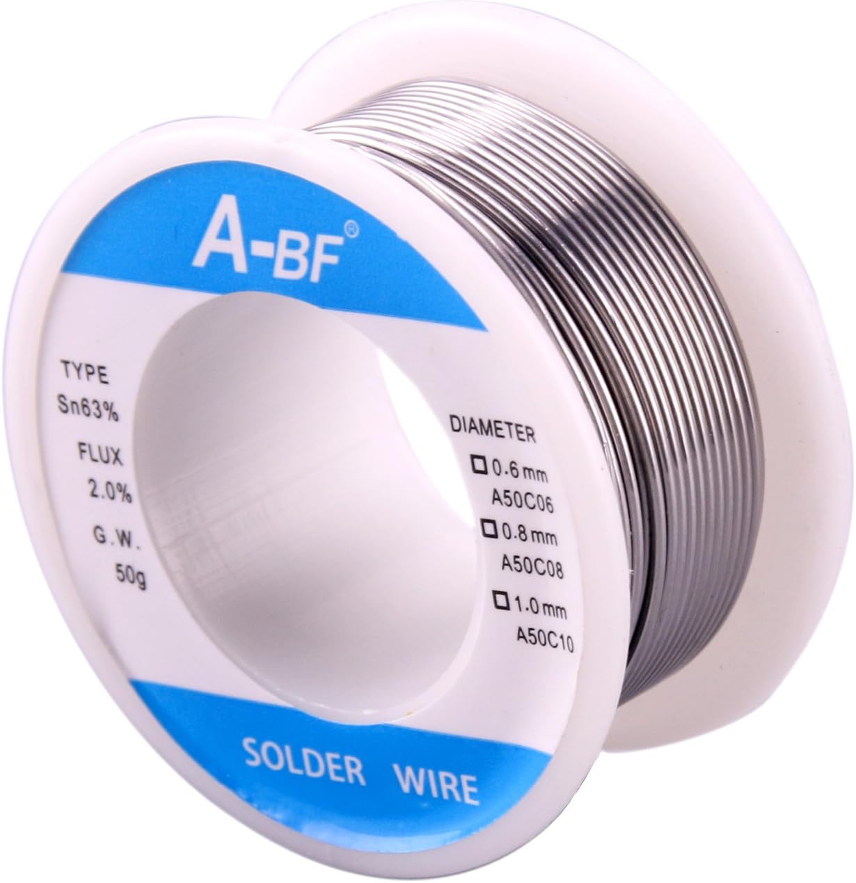 A-BF 63-37 Tin Lead Rosin Core Solder Wire for Welding Electrical Soldering DIY Repair Working 0.0315 Inches(0.8mm) 0.11lbs(50g)