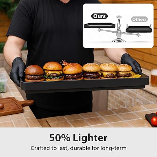 Miniatura 8 de Utheer Plancha reversible de cerámica de aluminio de 16.3 x 13 pulgadas, 50% más ligera, placa de parrilla plana y acanalada antiadherente 2 en 1,