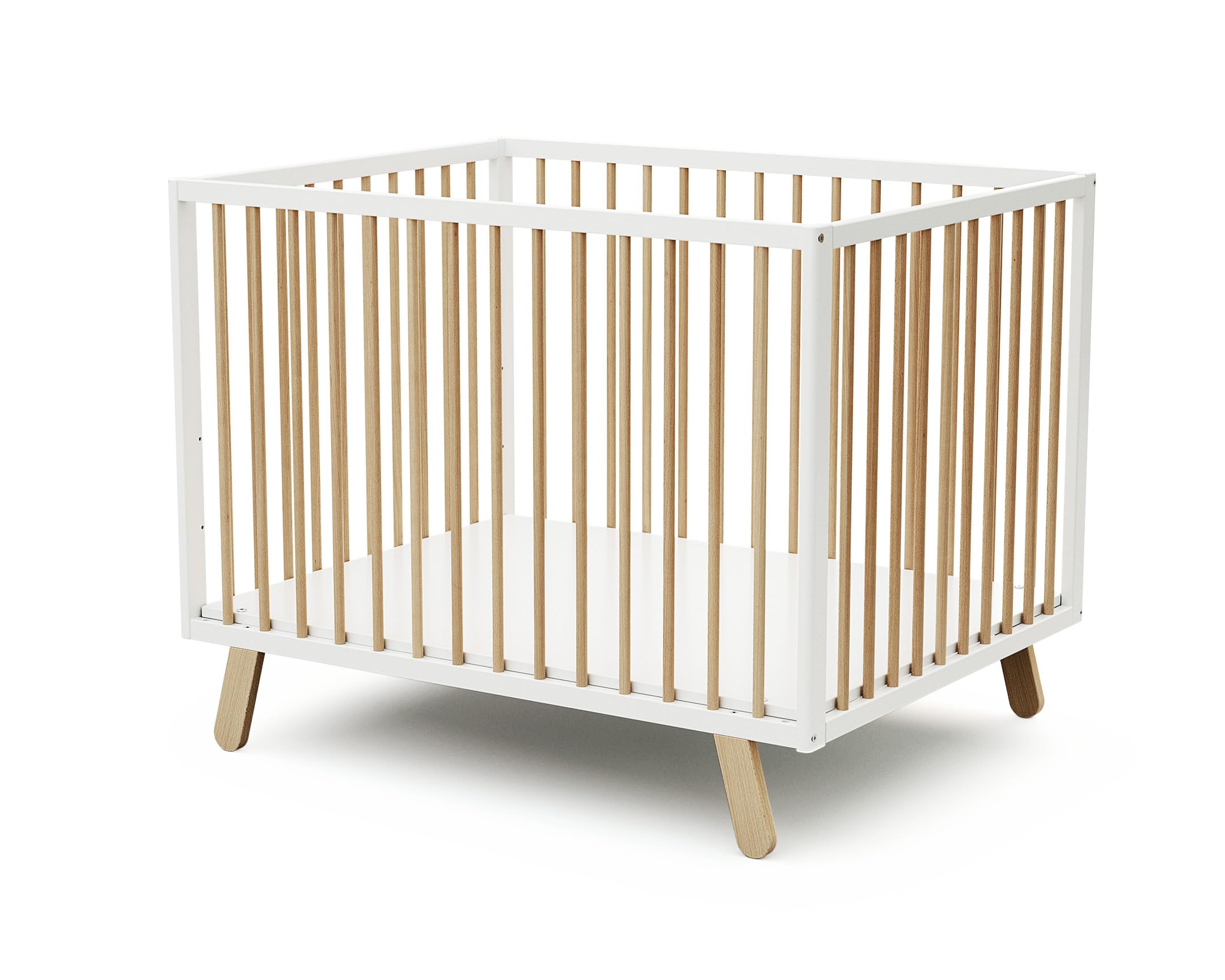 AT4 - Parc bébé Pirate en bois Blanc et Hêtre 80 x 100 cm | Fond réglable 3 hauteurs | Pour enfant jusqu'à 24 mois