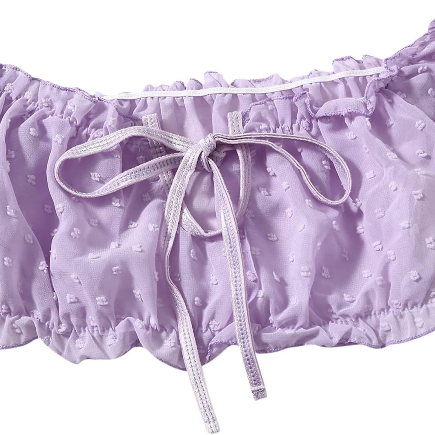 Sexy outfit Damskie seksowne biustonosze i majtki w kropki komplety bielizny Babydoll Strappy przezroczyste wykończone frędzlami bielizna z uroczą kokardką G String