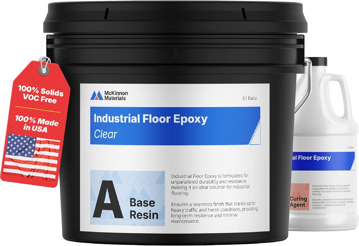 McKinnon Epoxy Resin Garage Floor & Concrete Coating Kit,100% Solids, Zero VOCs, Durable High Gloss, Commercial & Residential, Resina Epoxica Para Pisos (1 Gallon)