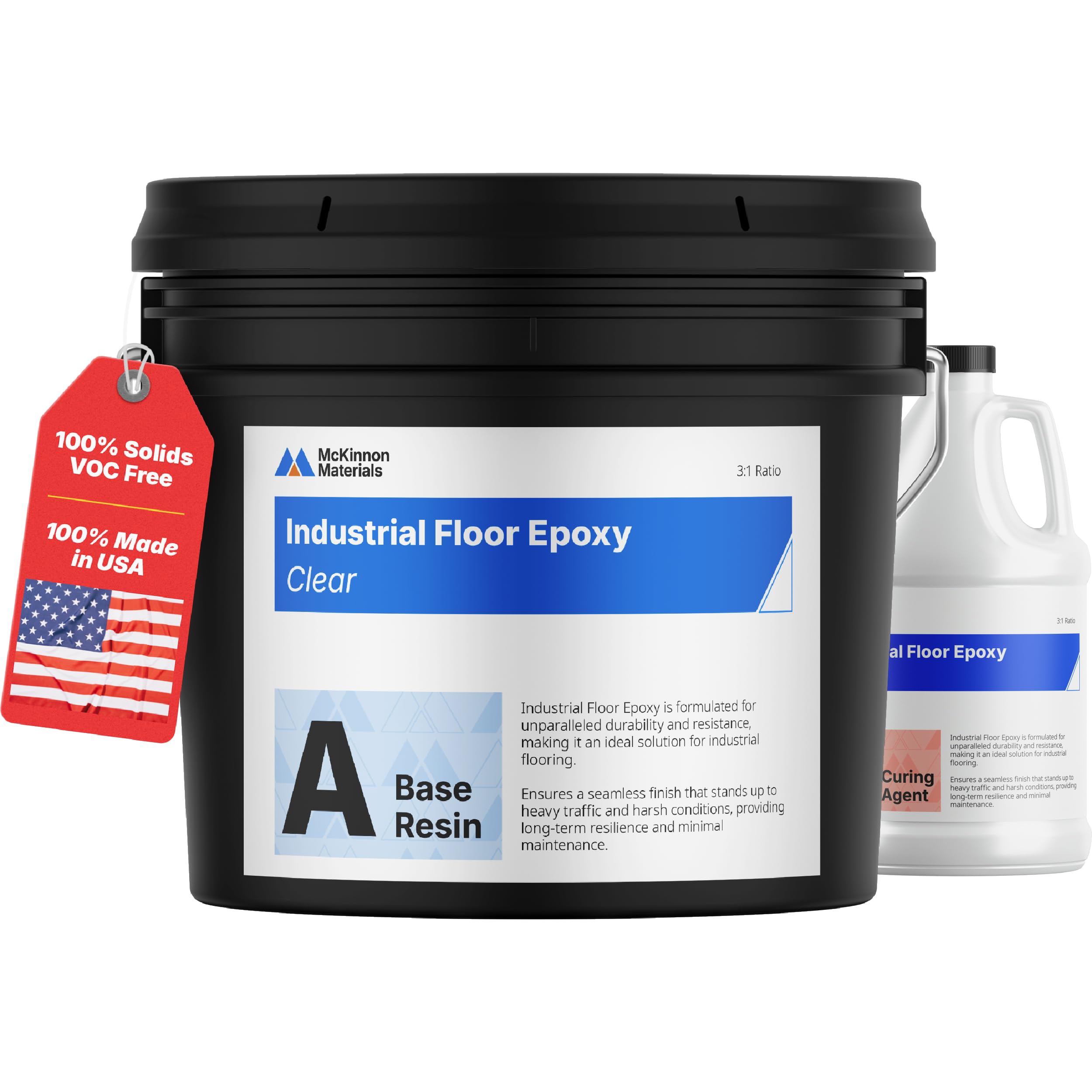 McKinnon Epoxy Resin Garage Floor & Concrete Coating Kit - 2.5 Car Garage Full Coverage,100% Solids, Zero VOCs, Durable High Gloss, Commercial & Residential, 4 Gallon