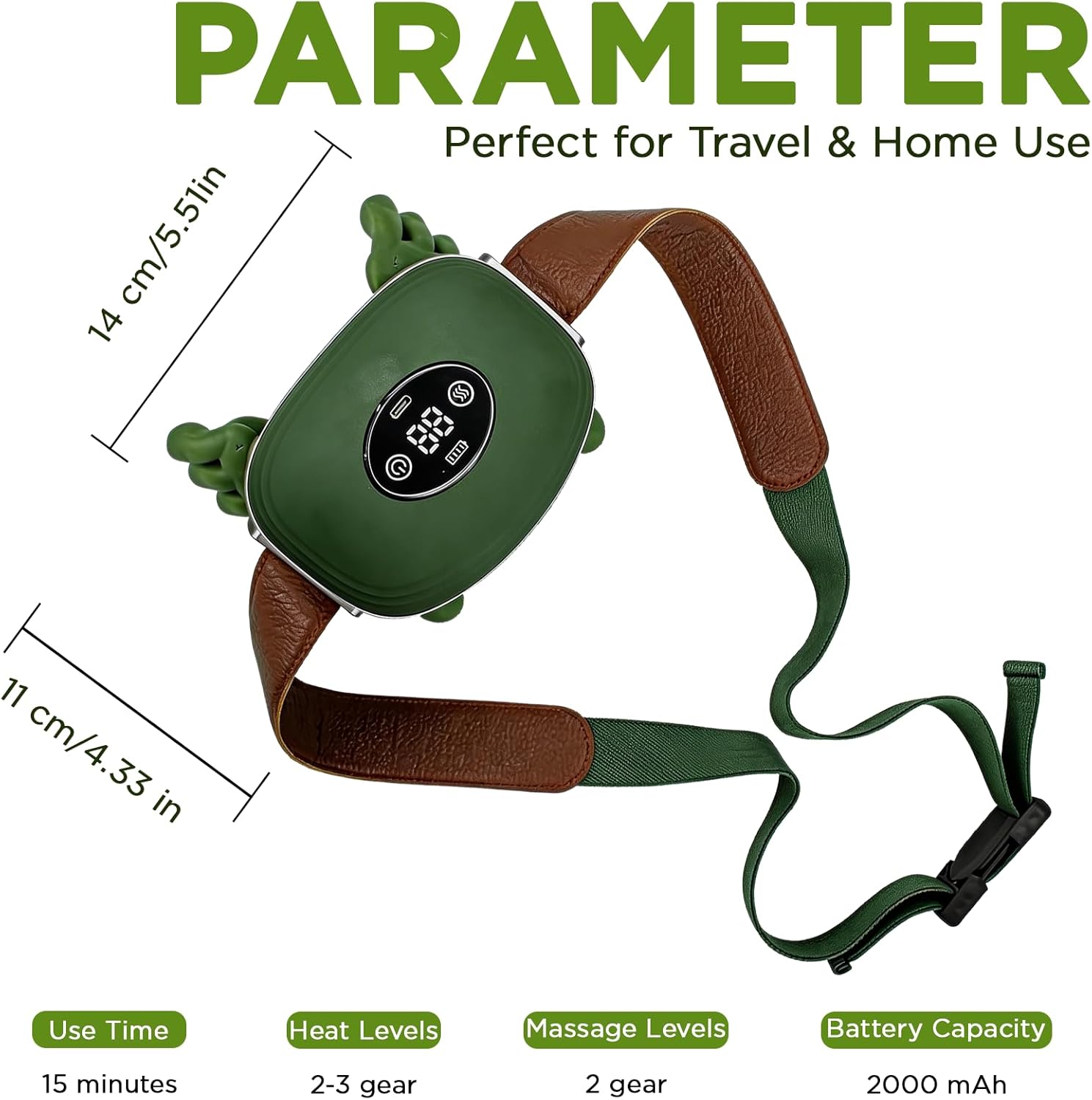 Shoulder and Neck Massager with Heat Heated Massager, Neck Massager with Fingers, Shoulder Massager with Hands,2-Level Heated Simulates a Real Palm Massage for Comfort (Green)