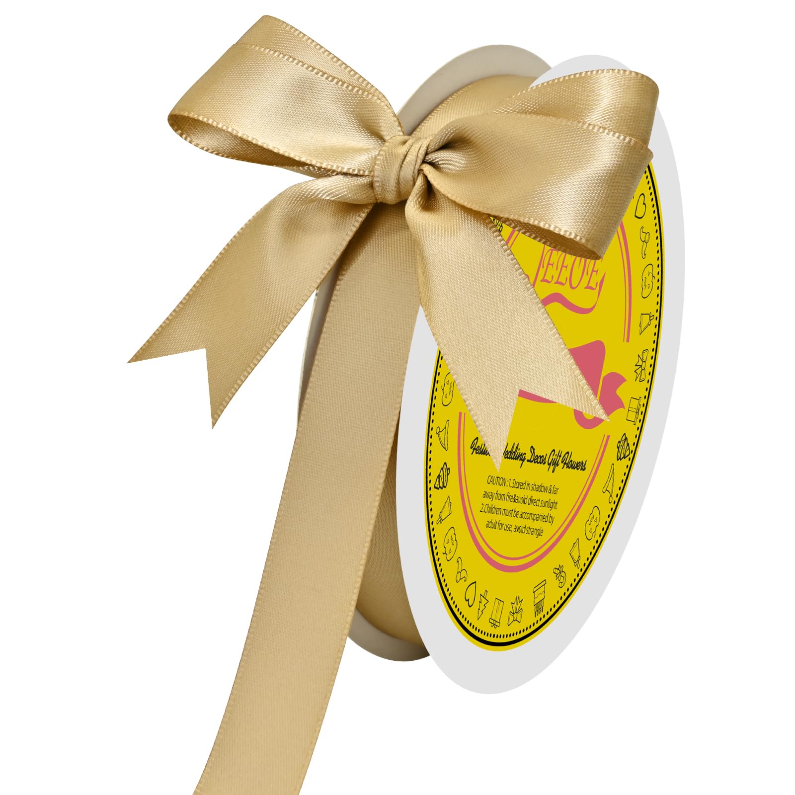 Double Face Gold Satin Ribbon 5/8 inch X 50 Yards Polyester Gold Ribbon for Gift Wrapping Very Suitable for Weddings Party Hair Bow Invitation Decorations and More