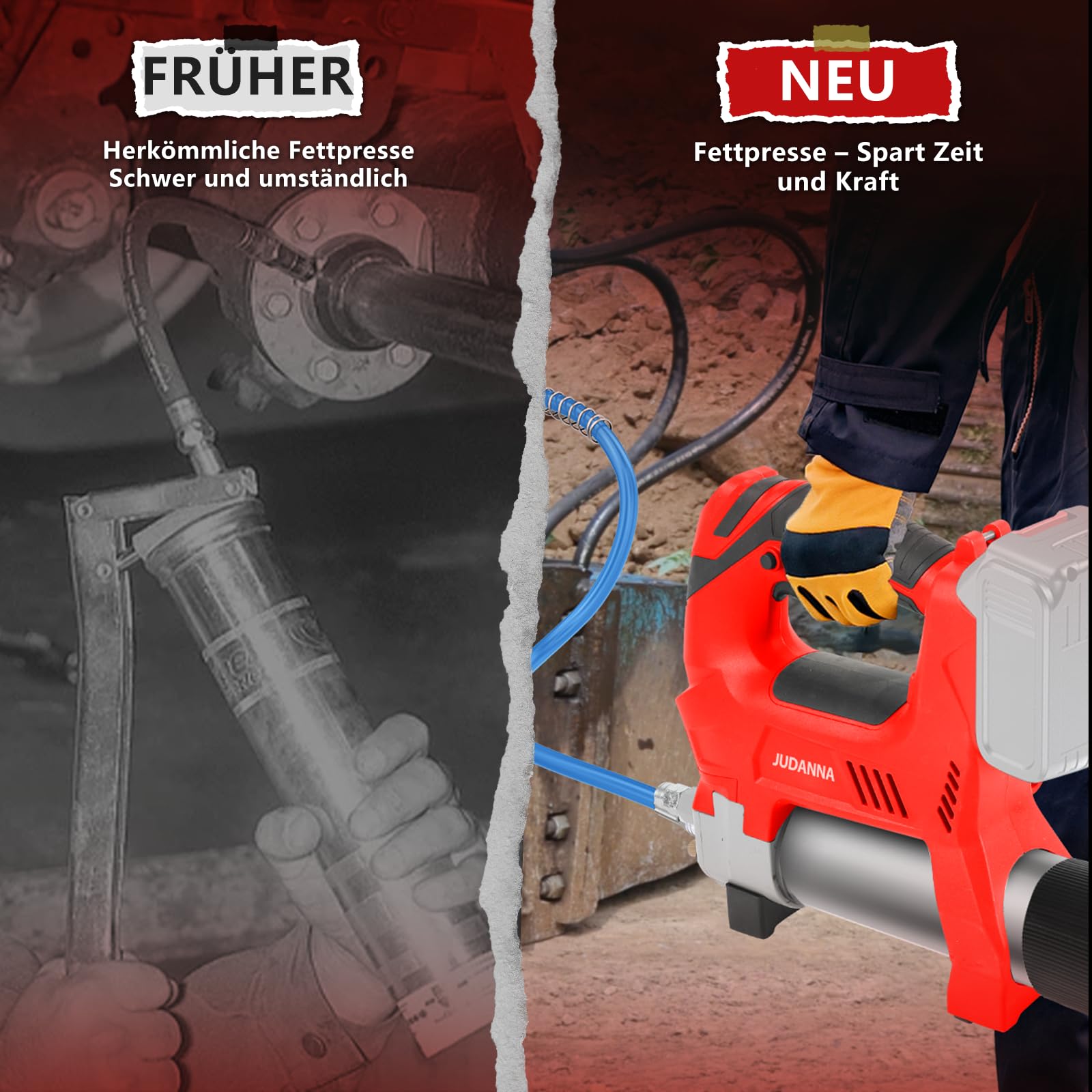 Akku Fettpresse für Milwaukee M18 Akku, 12000PSI 160g/min (ohne Akku)