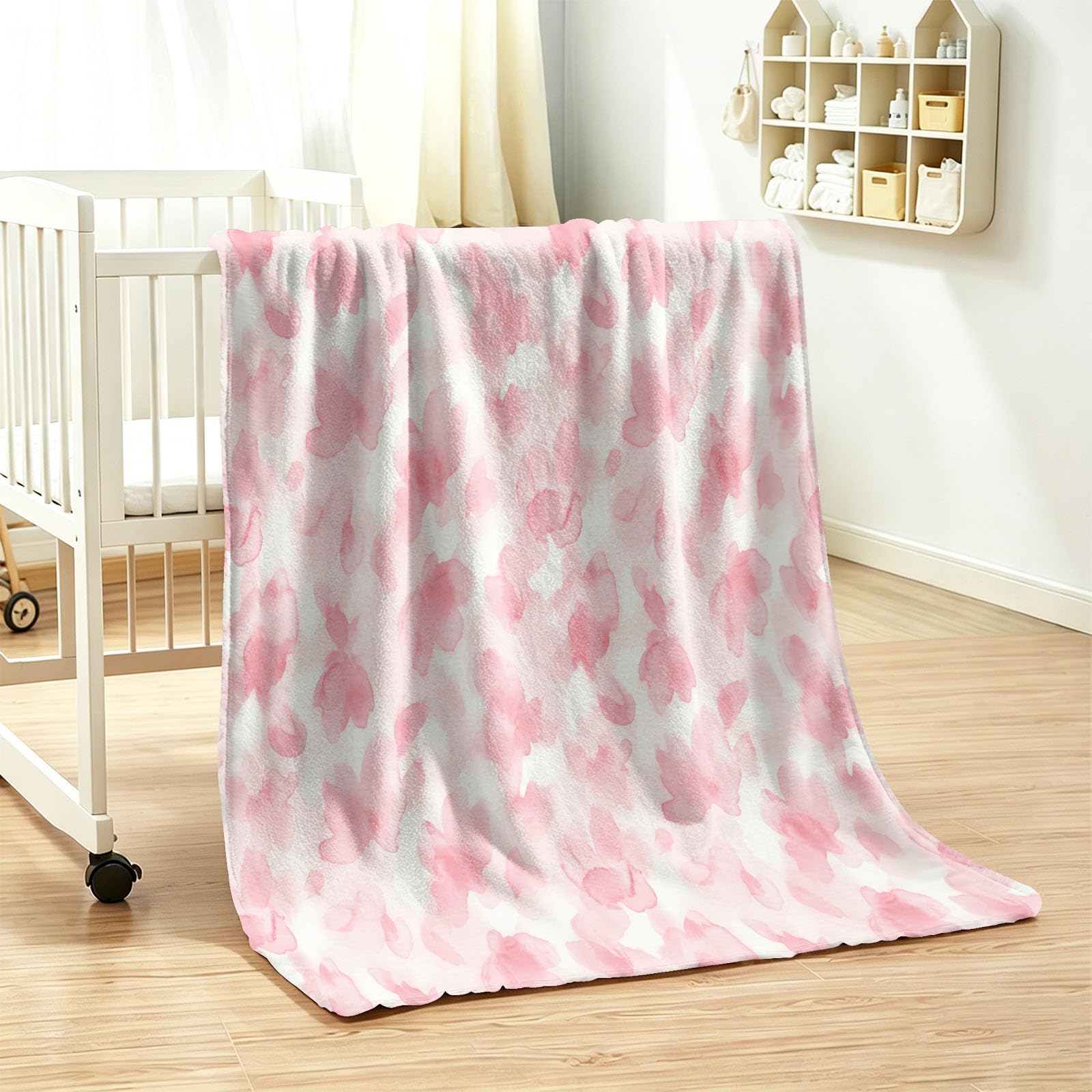 Koc 150 x 200 cm, elegancki akwarelowy flanelowy koc polarowy dla dorosłych i dzieci - miękki koc z nadrukiem kwiatów w kolorowe bloki - wygodny i oddychający koc na sofę kempingową