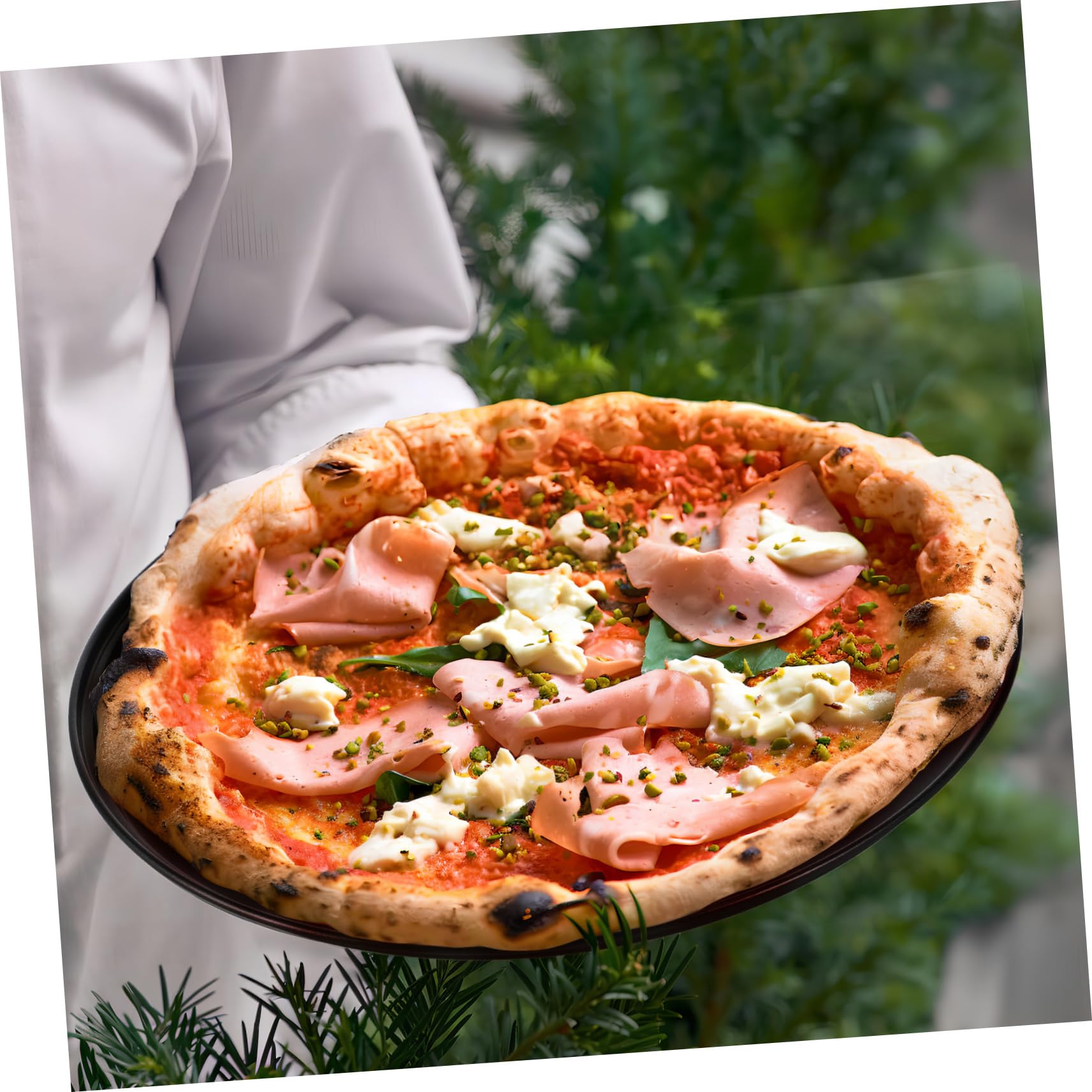 LABRIMP Teglia Pizza Rotonda 2 Pezzi in Acciaio al Carbonio Nero
