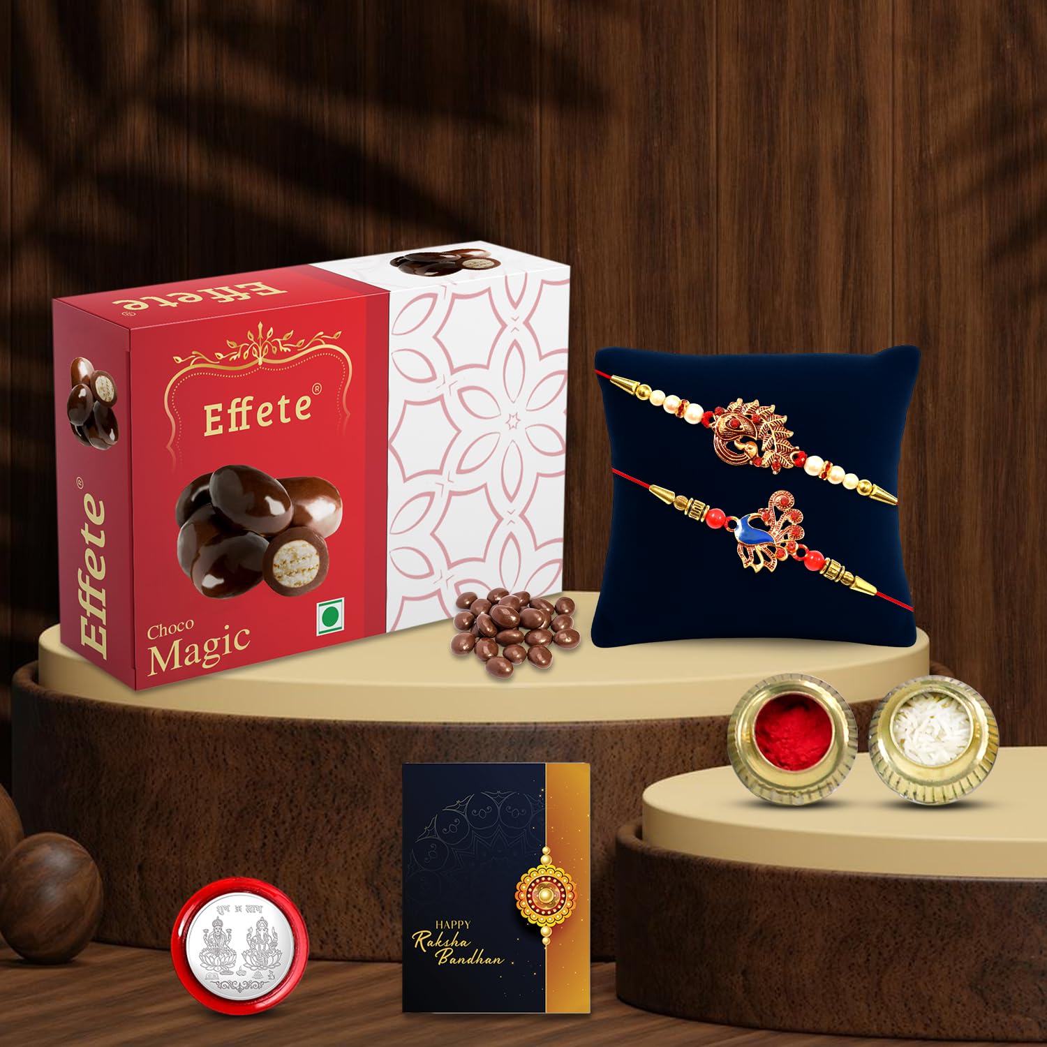 DeoDap (K2_324+325_EM32) Rakhi Combo with Chocolate Magic 32gm, Rakhi & Chocolate for brother, Fancy Rakhis for men stylish, rakhi with gift, Rakhi Combo, Set of 2, Effete Chocolate-image-24