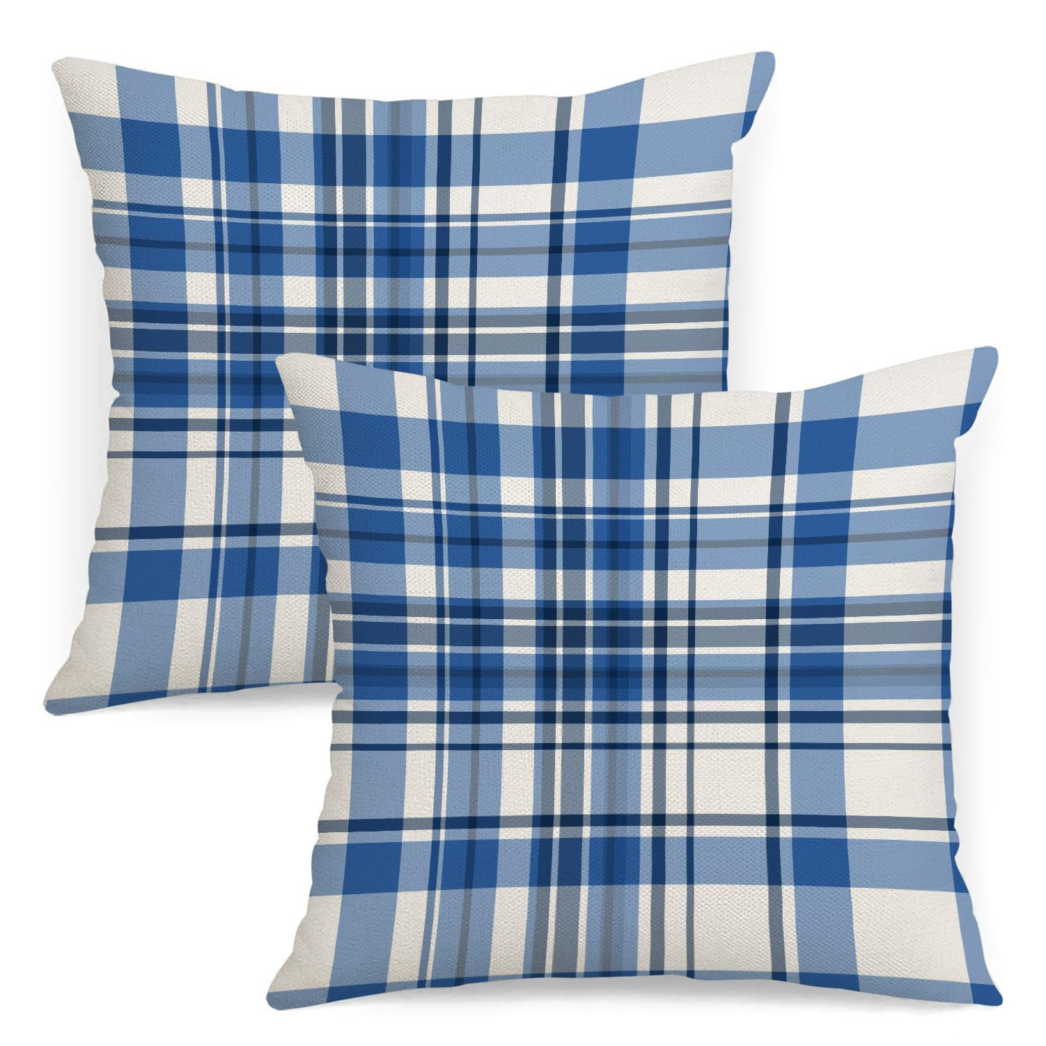 Housse de coussin 45,7 x 45,7 cm vichy avec fermeture éclair invisible durable