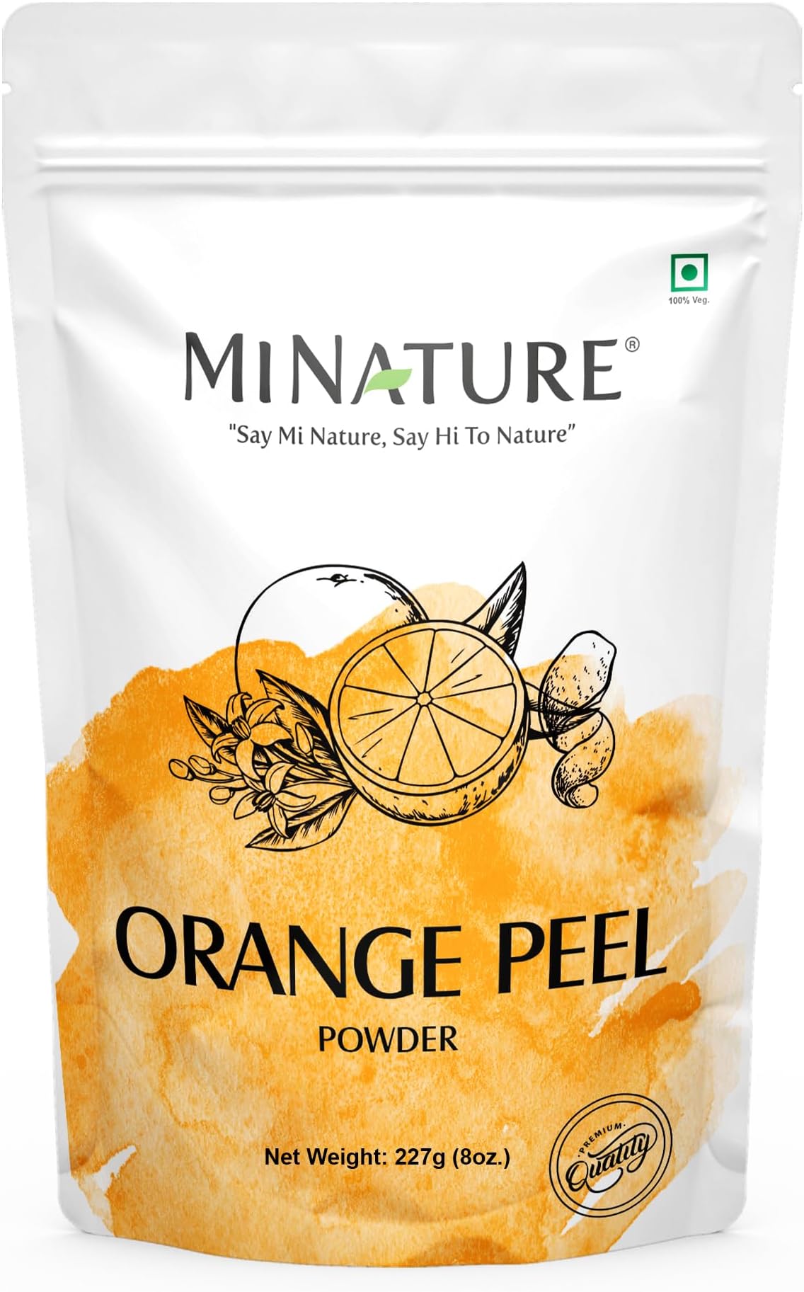 mi nature Orange Peel (Citrus Aurantium) Powder by mi nature, All Natural, Vegan, Non GMO, For Hair & Skin Care, 227 g / 8 OZ / 1/2 lb