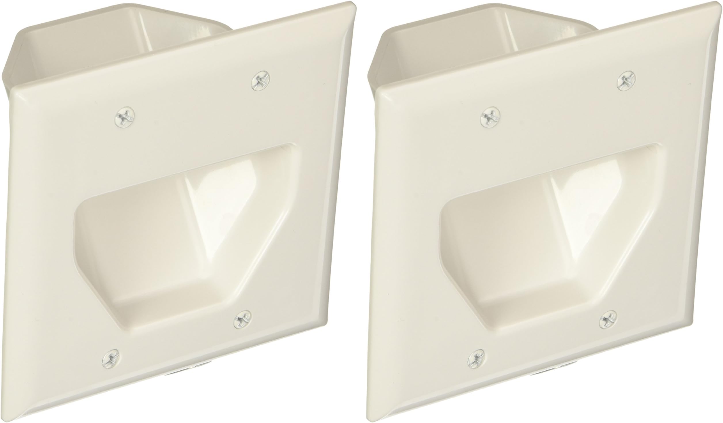 Datacomm 450002WH-2 2 Gang Recessed Low Voltage Cable Plate- 2 Pack