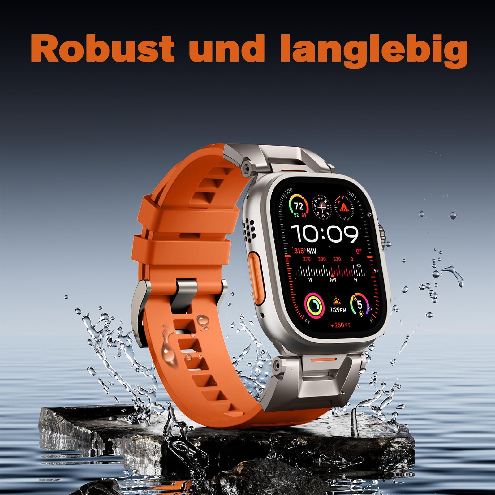 Bandletic Kompatibel mit Apple Watch Ultra 3/2/1 49mm Armband | Sport Weiche Atmungsaktive Armband mit Metallanschluss für iWatch Series 11/10 46mm, 9/8/7 45mm, SE/6/5/4 44mm, 3/2/1 42mm