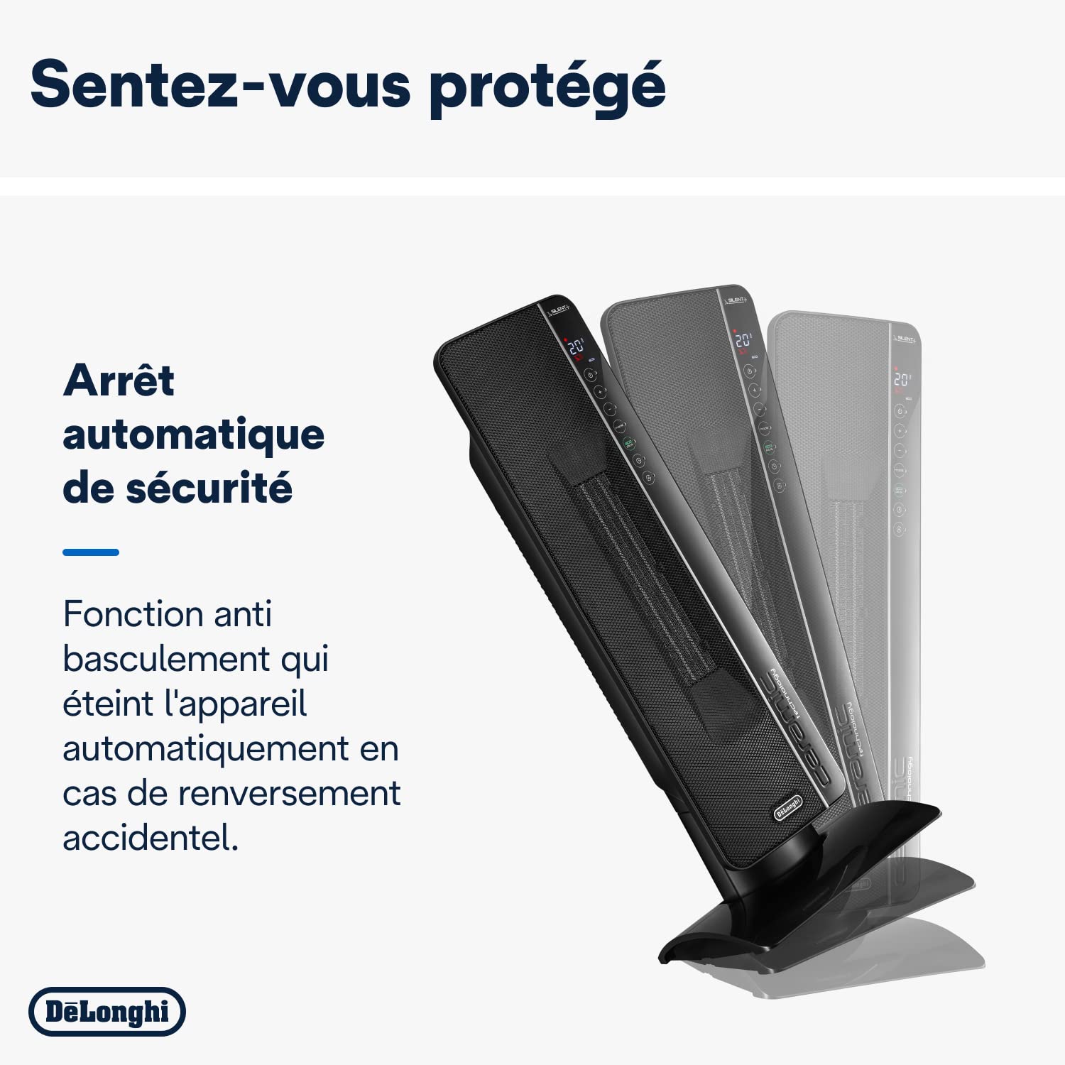 De'Longhi TCH - Chauffage Céramique à Colonne, pour Pièces jusqu'à 70m³, 3 Niveaux de Puissance, Confort Personnalisé, Système d'Oscillation, Minuterie 24h, Léger, 2400W, Noir (TCH8993ER.BC)