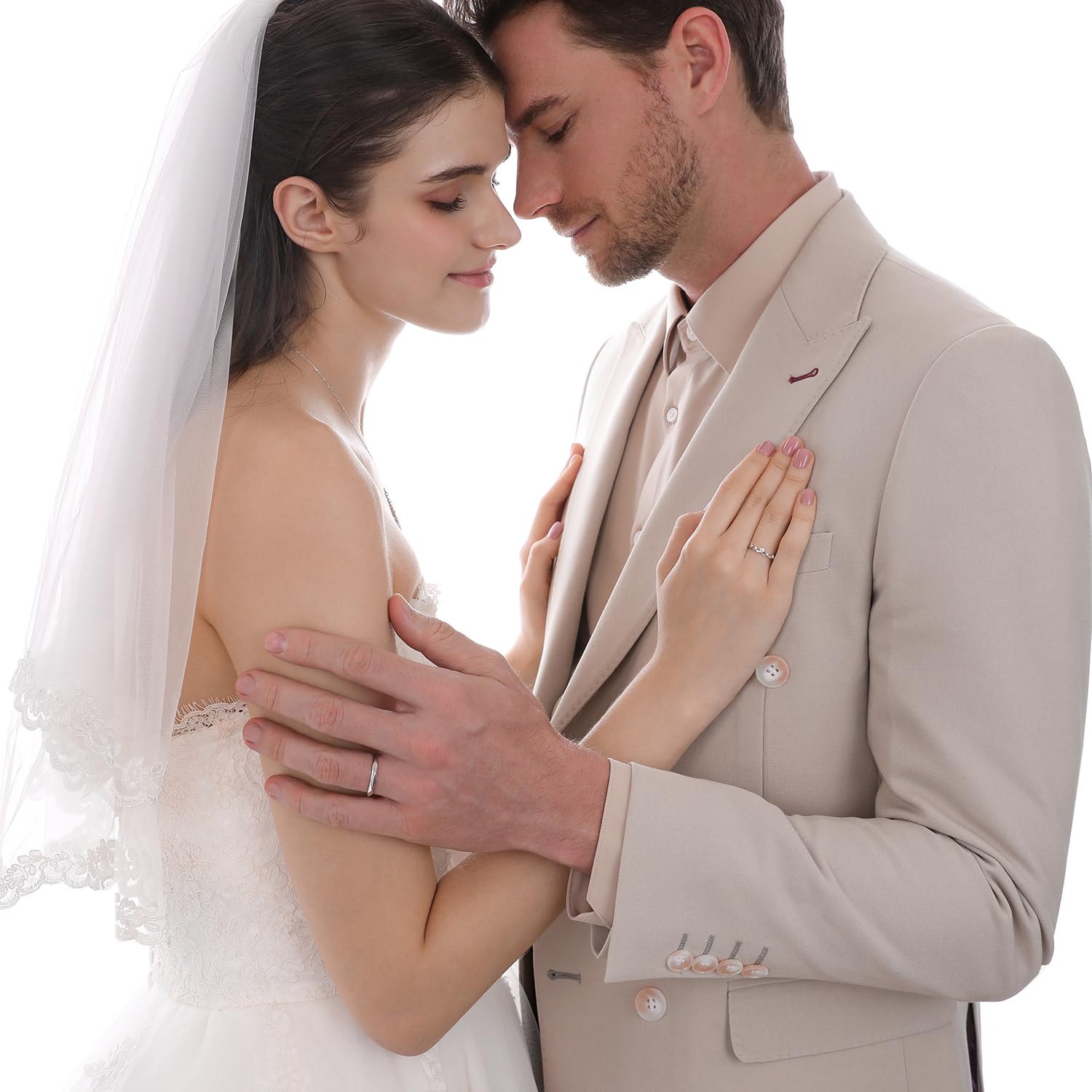 Meissa Juego de Anillos a Juego de Plata de Ley para Hombres y Mujeres, Anillos de Compromiso, Promesa y Boda con Banda de Diamante de Corte Princesa