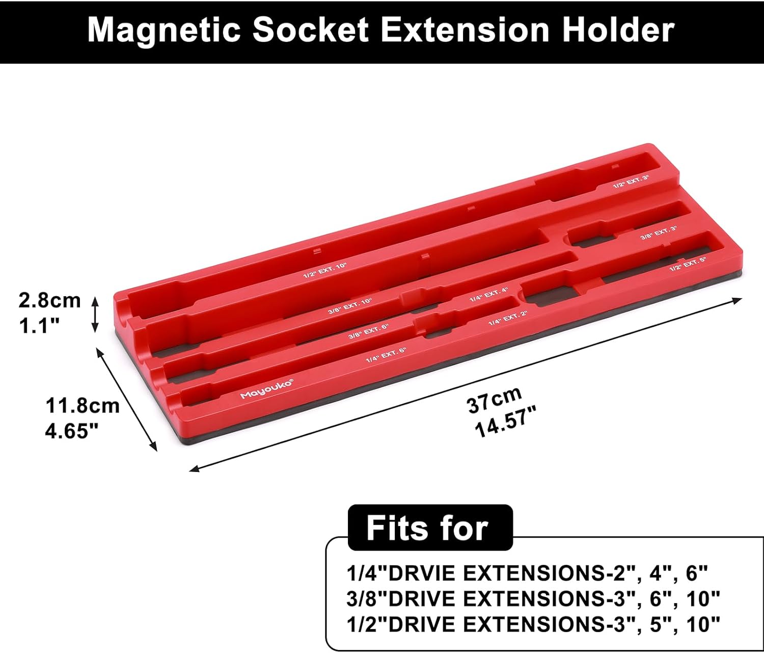 Mayouko Magnetic ABS Socket Extension Organizer, Socket Extension Bar Holder, Fit for 1/4",3/8",1/2“Drive Extensions, Extensions not Included