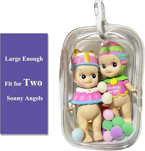 Miniatura 4 de Llavero transparente para muñecas de caja misteriosa, mini figuras, bolsa de muñeca de PVC con bola de pompón para coleccionables (transparente,