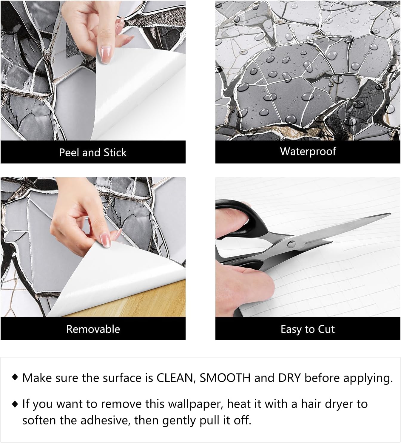 LaCheery Grey Marble Contact Paper 160 x 24 Inch Wide Peel and Stick Countertop Contact Paper Waterproof Wallpaper Marble Vinyl Wrap for Kitchen Countertops Table Desk Counter Top Covers Self Adhesive