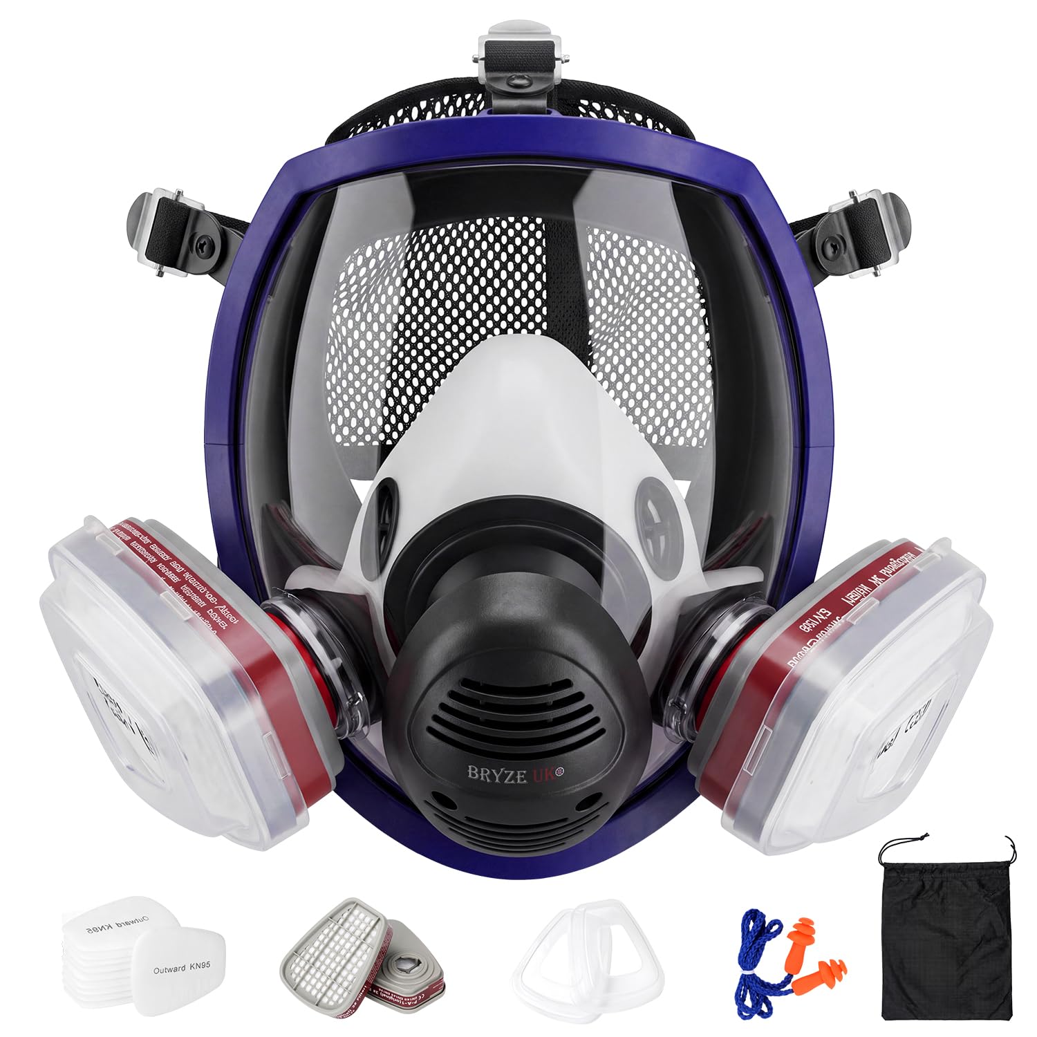 Bryze Full Face Respirator Mask, Anti-Fog Reusable Mask with Filter, Protective Face Mask for Dust, Spray Painting, Sanding, Polishing and General Workshop Use