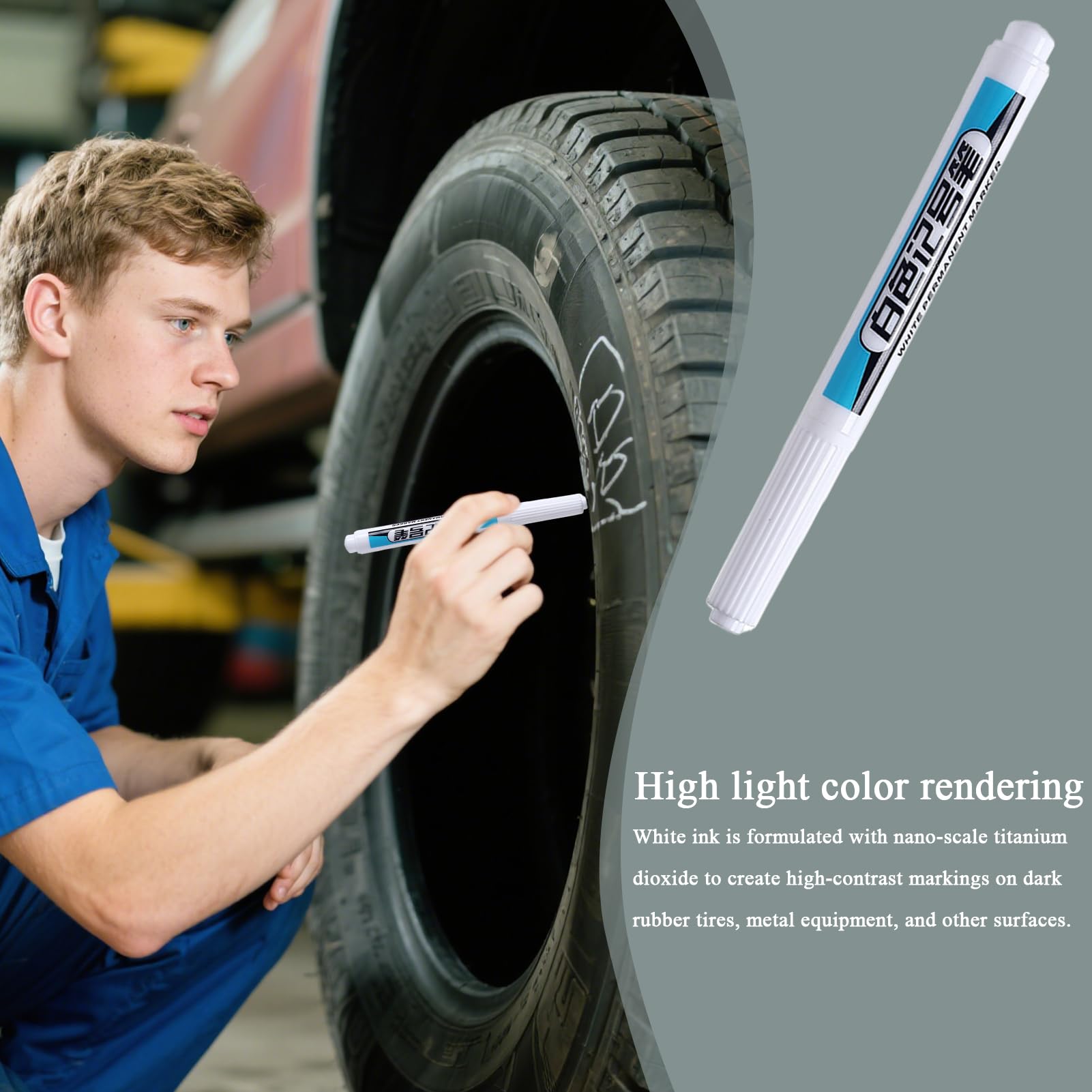 Luckxing Stylo De Peinture Pour Pneus Blanc | Stylo Marqueur Blanc Imperméable À Séchage Rapide | Crayon De Marquage Automobile Réutilisable Polyvalent Pour Réparation Décoration Usage Commercial