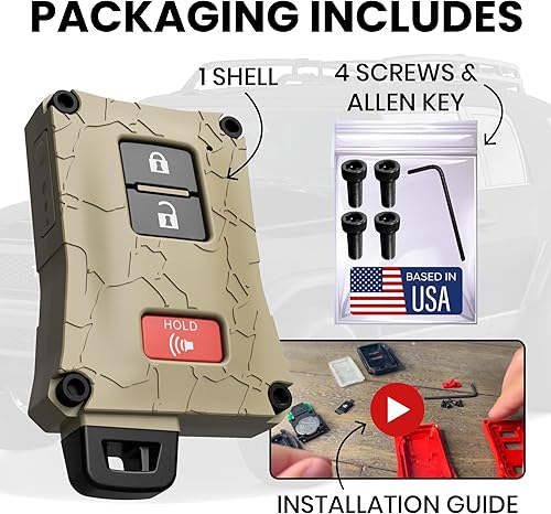 Vista 43 de Carcasa para llavero de automóvil, accesorio solo compatible con control remoto de vehículo sin llave, hecha en los Estados Unidos