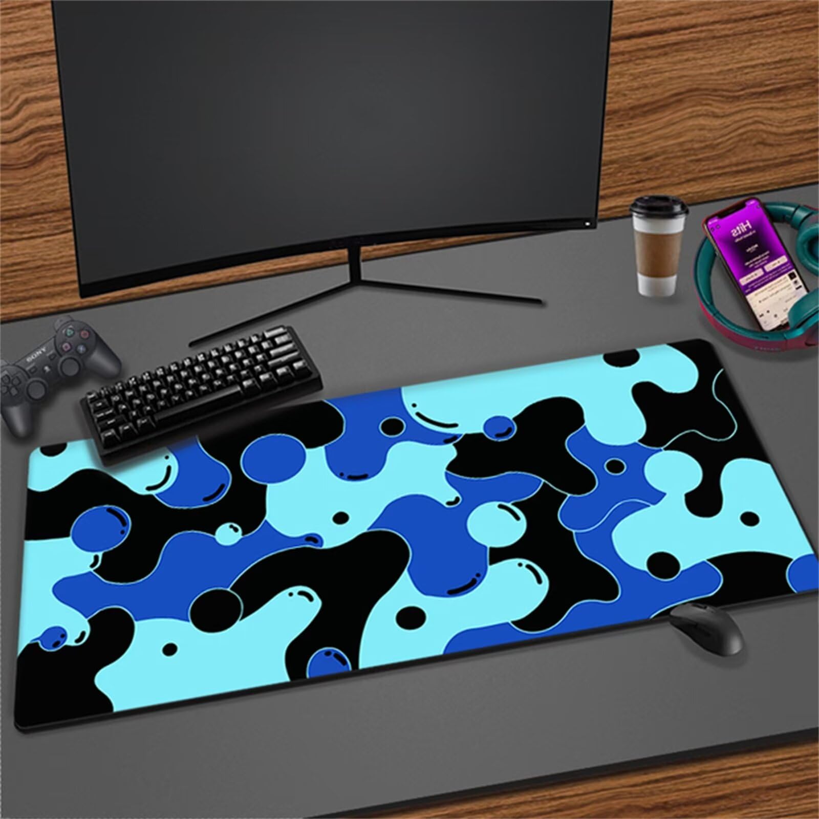 Tapis De Souris Gaming XXL 120x50 Cm - Surface Lisse, Base Antidérapante - Design Fleurs De Cerisier - Pour Bureau Ou Setup Gamer