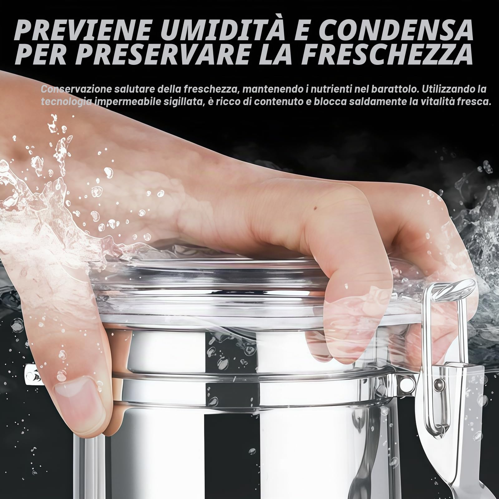 2Pcs Premium Barattolo per caffè: 1,1L Barattolo per caffè ermetico con coperchio, barattolo in acciaio inox per la conservazione, contenitore ermetico con chiusura ermetica al gusto e aroma