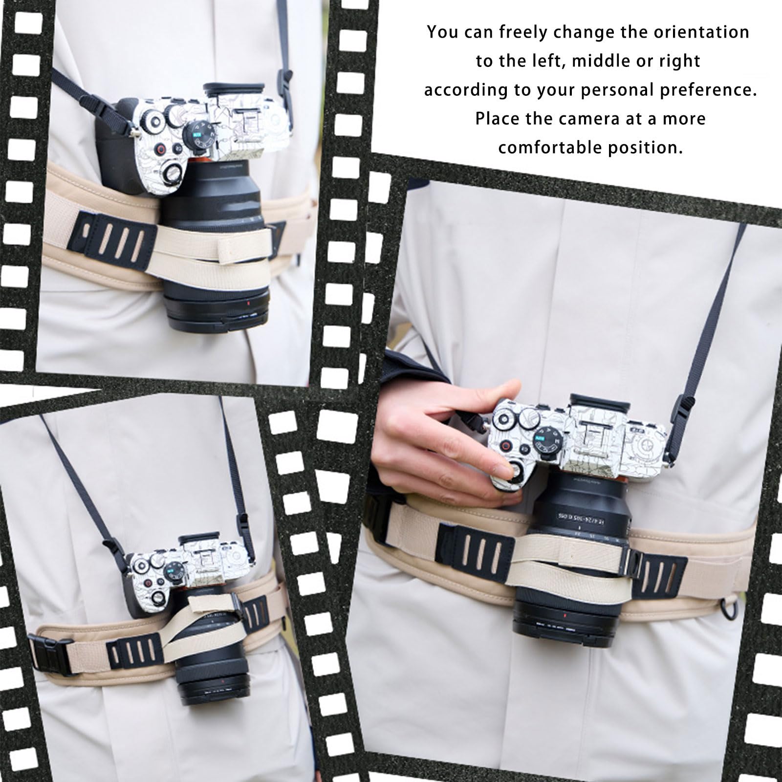 Cintura per Fotocamera a sgancio rapido con Accessori in Metallo per Fotocamere DSLR H89 Ampio Cuscino in per Cintura per Fotografo Fotografico