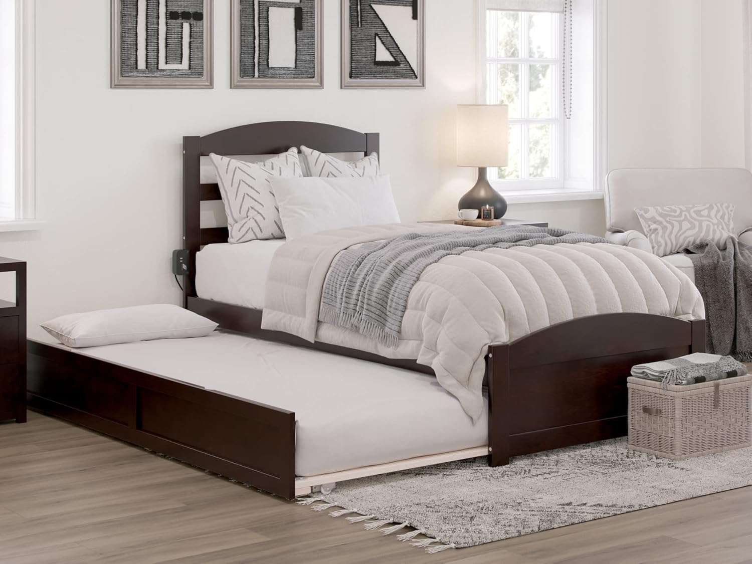 (INCOMPLETE)AFI, Warren Twin Platform Bed with Matching Footboard & Twin Trundle, Espresso Espresso Twin Twin Trundle