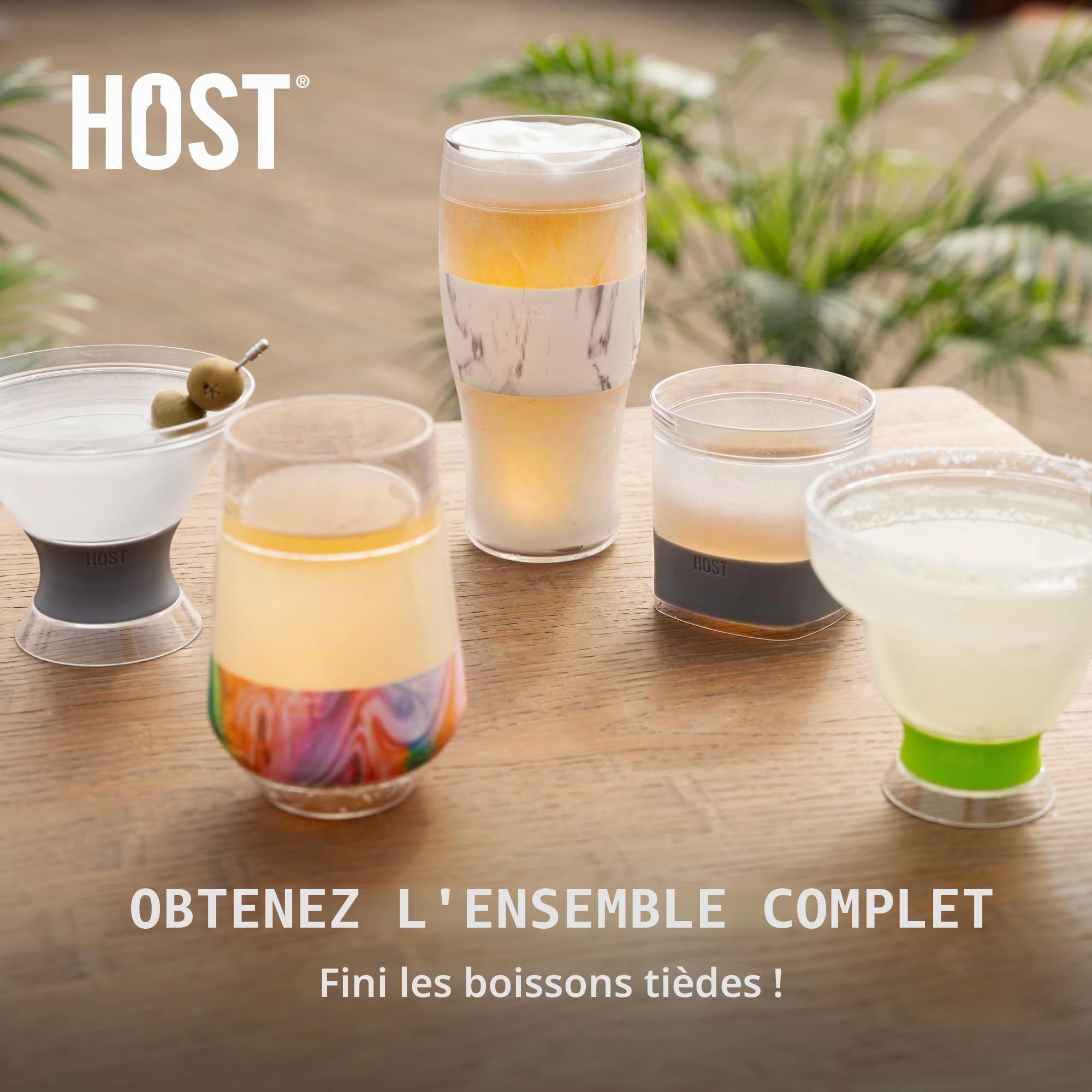 Host Freeze - Lot de 2 Verres à bière de 47 cl, Verres à Pinte à Double paroi Plastique Contenant Un Gel réfrigérant, Gris