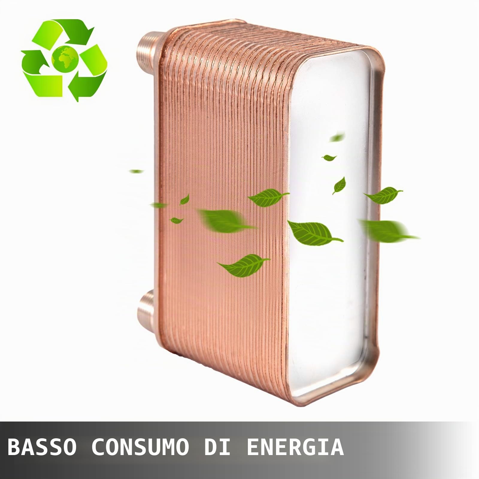 VEVOR Scambiatore di Calore 40 Piastre Scambiatore di Calore per Riscaldamento EATB12 Scambiatore di Calore Piastre in Acciaio