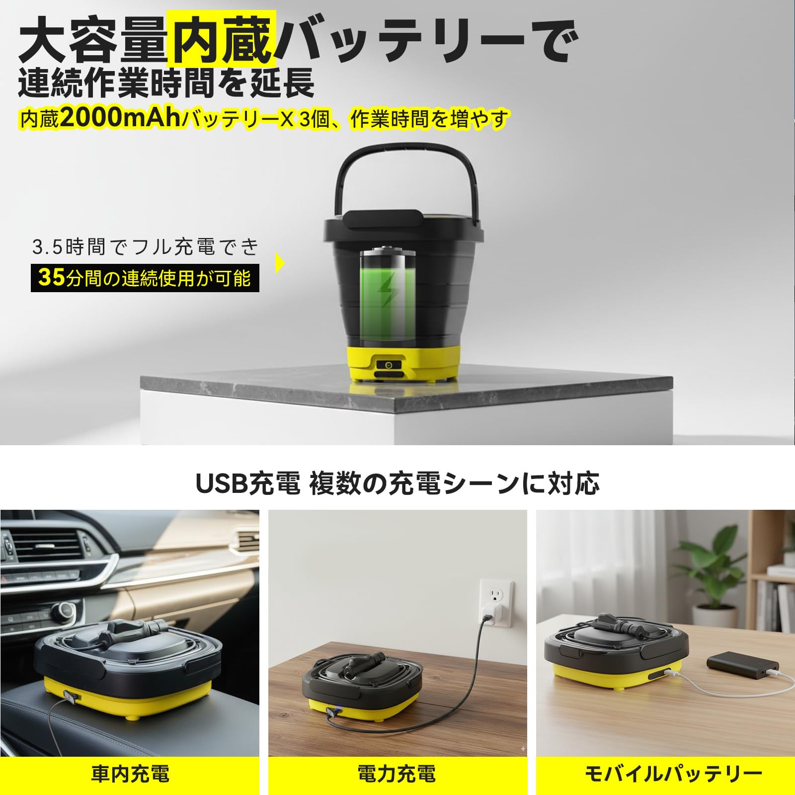 Yoeyang XS-MINI 高圧洗浄機 コンパクト 12Lバケツ Amazon | 高圧洗浄機 コードレス 折り畳み式 XS-MINI 高圧洗浄機