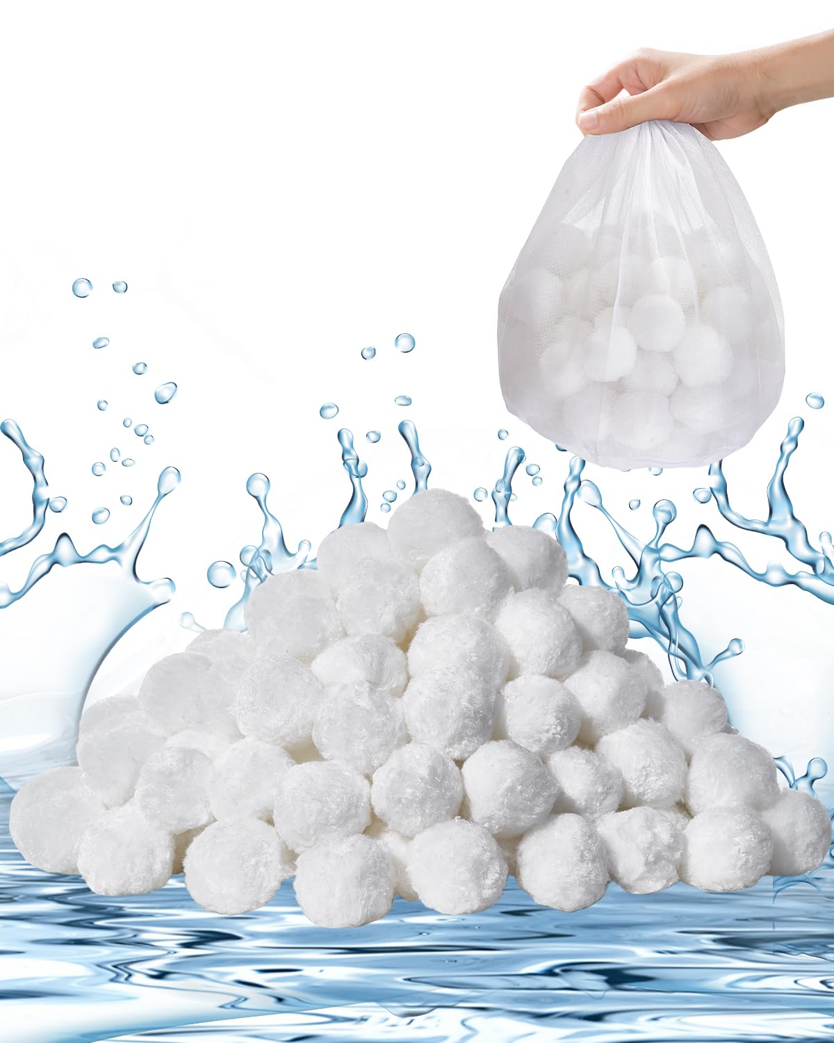 VEVOR Filter Balls für Sandfilter, 0,7 kg – wiederverwendbare Polyesterfilterbälle mit Waschbeutel