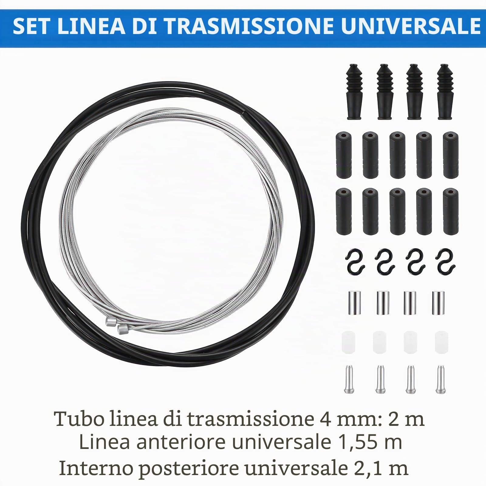 2m Set Cavo Freno Cambio Bicicletta, Set di Cavo Freno Bici, Filo Freno Bicicletta per Anteriore e Posteriore, Trasmissione Universale, Cavo Cambio MTB per Bici da Strada Bike
