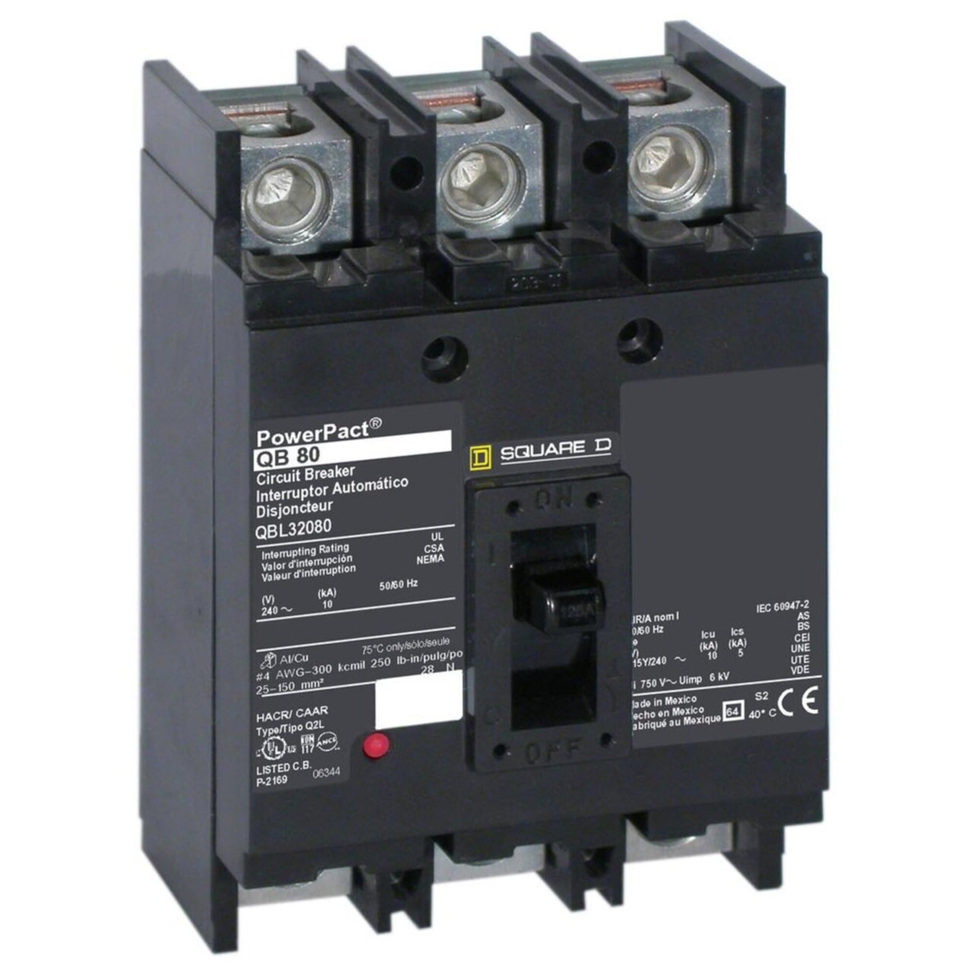 Square D by Schneider Electric QBL32200 PowerPacT Q Frame Circuit Breaker with Thermal-Magnetic Trip Unit Technology for AC Systems, 200 Amp, 3 Pole