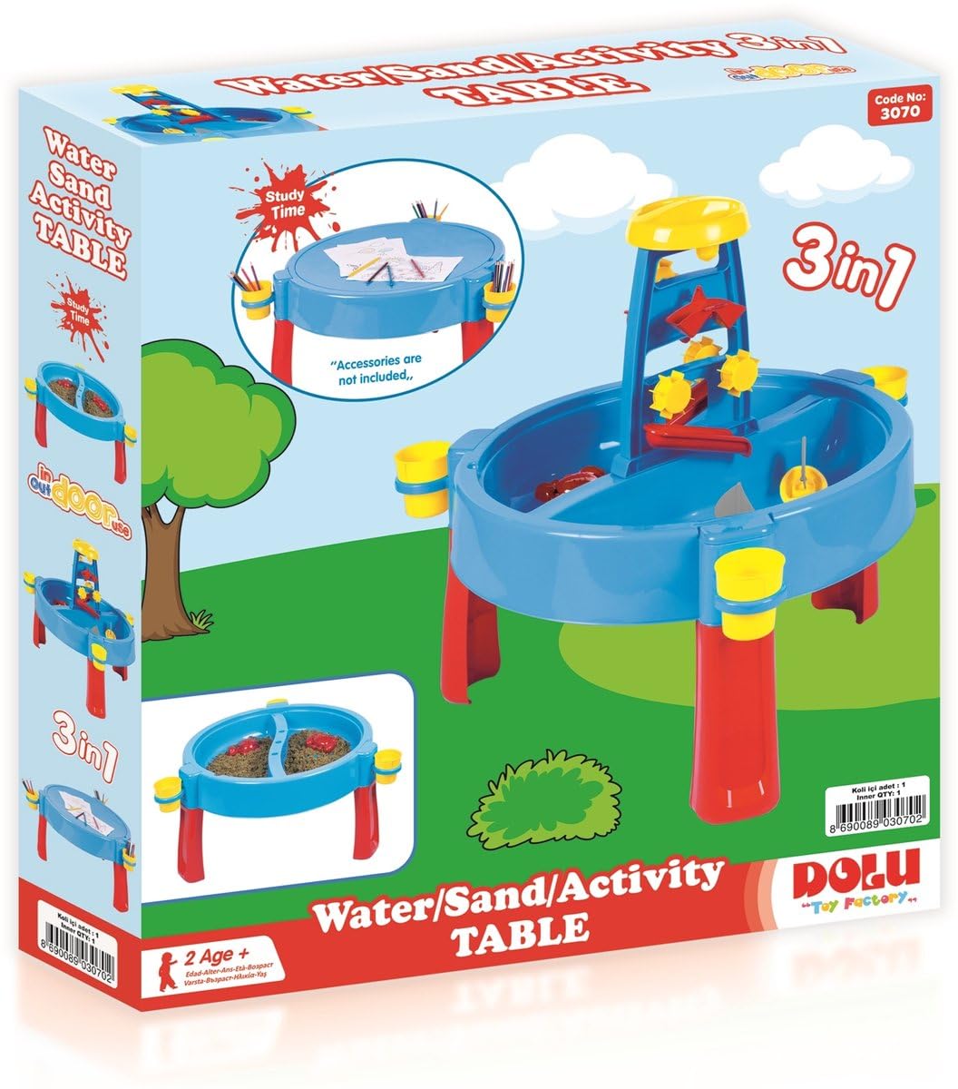 Dolu Wasser- & Sand-Aktivitätstisch – Sensorischer Spieltisch mit Wasserbahn, Sand- und Wasserbereichen, Zubehör inklusive, Für Innen- und Außenbereich, Ab 24 Monaten