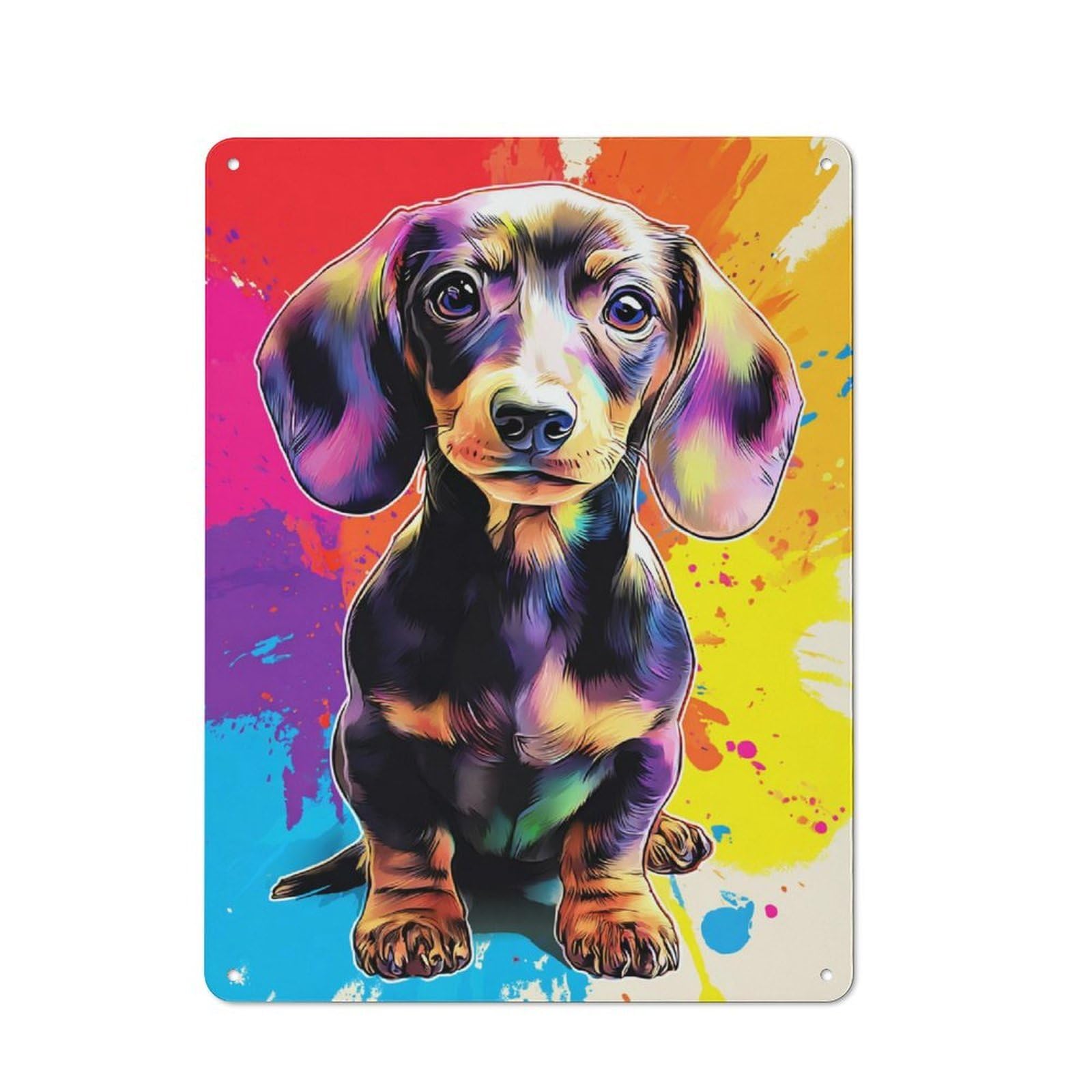 Junmoney Colorful Dachshund Portrait -1 Vintage Tin Sign 40X30cm With For Man Cave Or Games Room, For Games Room Collectors