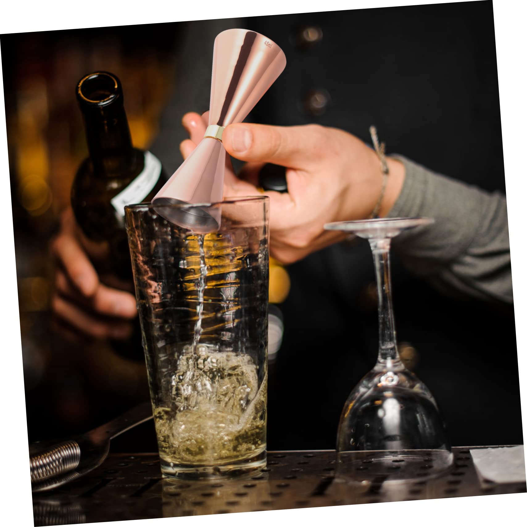 ABOOFAN 2 Pièces Mesureur De Vin Bols À Mélanger avec Poignées Mesure De Tir Jigger Barman Outil De Mesure Tasse À Mesurer Double Jigger Mesures Jigger Et Shaker Cage De Hamster Cocktail