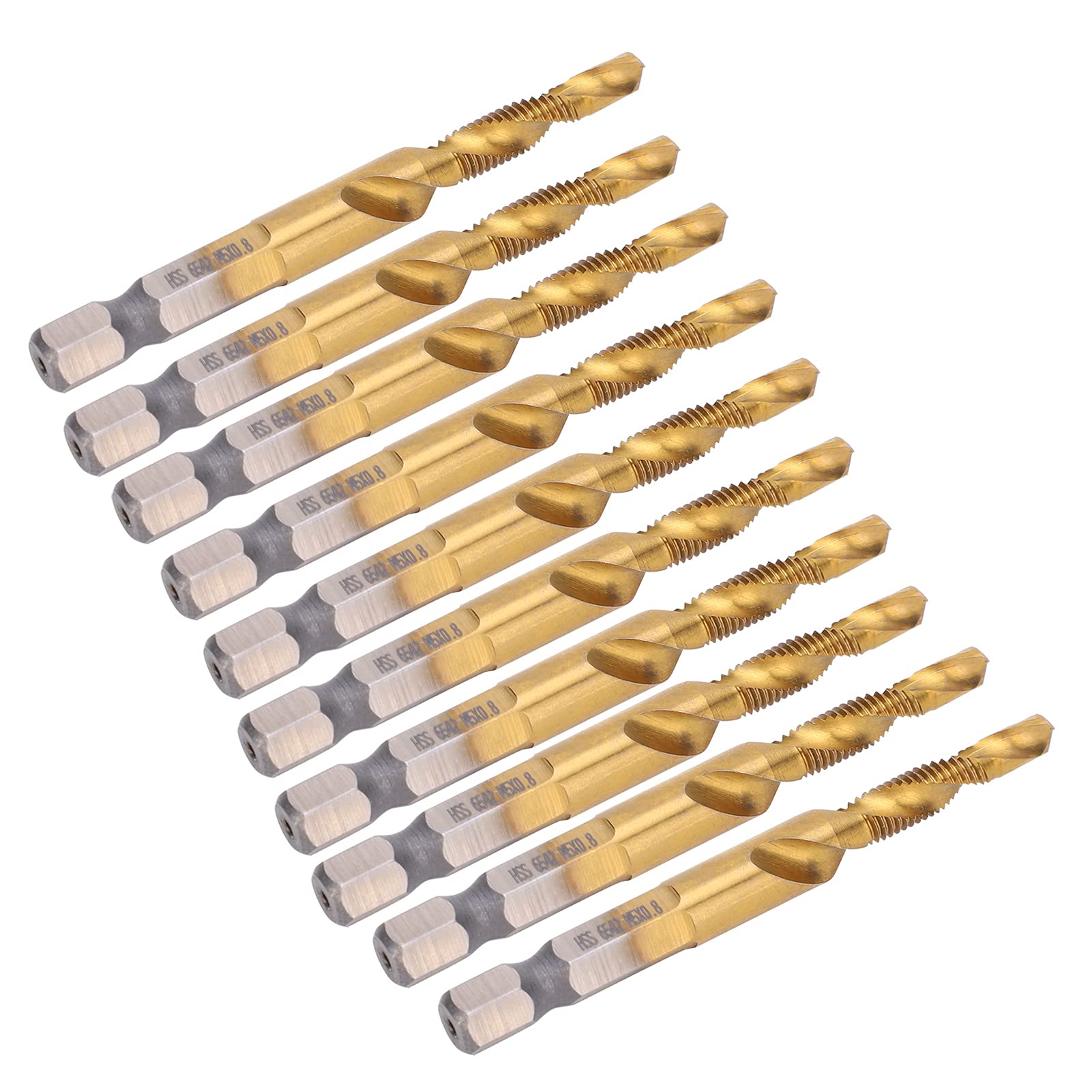 10 Uds brocas de taladro HSS 6,1mm vástago cuadrado hexagonal Ti recubierto compuesto M5 Hardware herramientas manuales para perforación metalúrgica acero al carbono