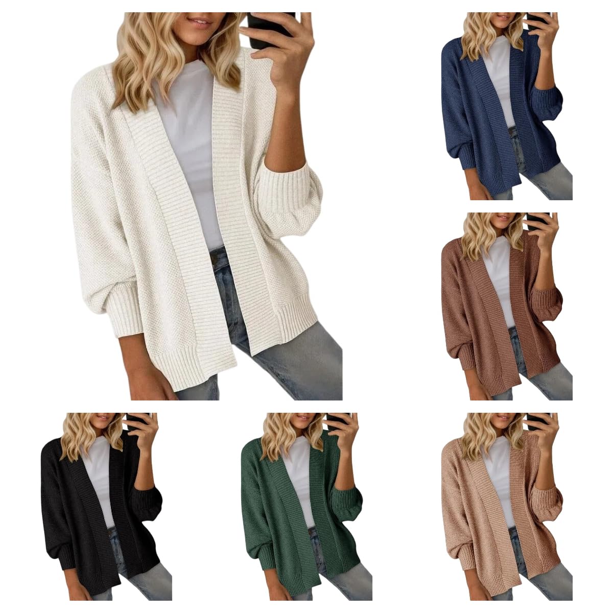 Bolero Mujer, Chaqueta Cárdigan De Punto De Malla Hueca para Mujer, Manga Larga, Abotonada, Suéter Corto Ligero con Protección Solar, Ropa De Abrigo Informal para Vacaciones, Oficina, Uso Diario,